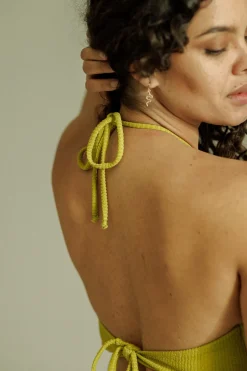 Fashion Karo Kauer Bikini Top Glitter Olive