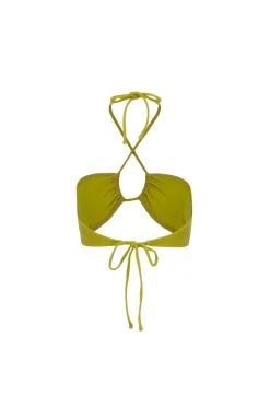 Fashion Karo Kauer Bikini Top Glitter Olive