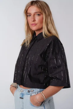 Online Karo Kauer Cropped Blouse Glitter