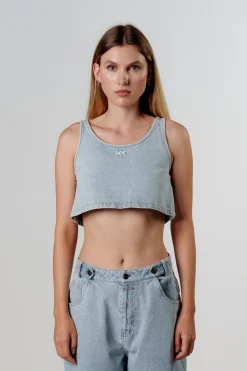 Best Karo Kauer Denim Cropped Top