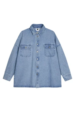 Fashion Karo Kauer Denim Overshirt Blue