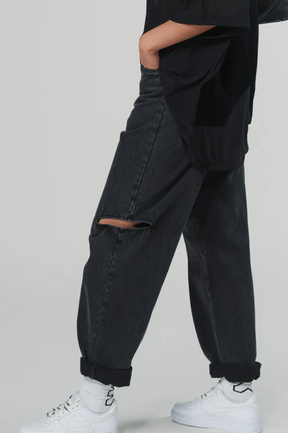 Clearance Karo Kauer Denim Pants Black Cut Out Petite