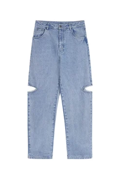 Fashion Karo Kauer Denim Pants Blue Cut Out