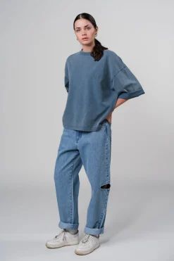 Fashion Karo Kauer Denim Pants Blue Cut Out