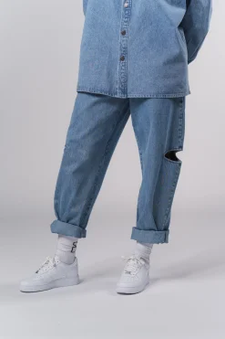 Fashion Karo Kauer Denim Pants Blue Cut Out