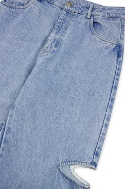 Fashion Karo Kauer Denim Pants Blue Cut Out