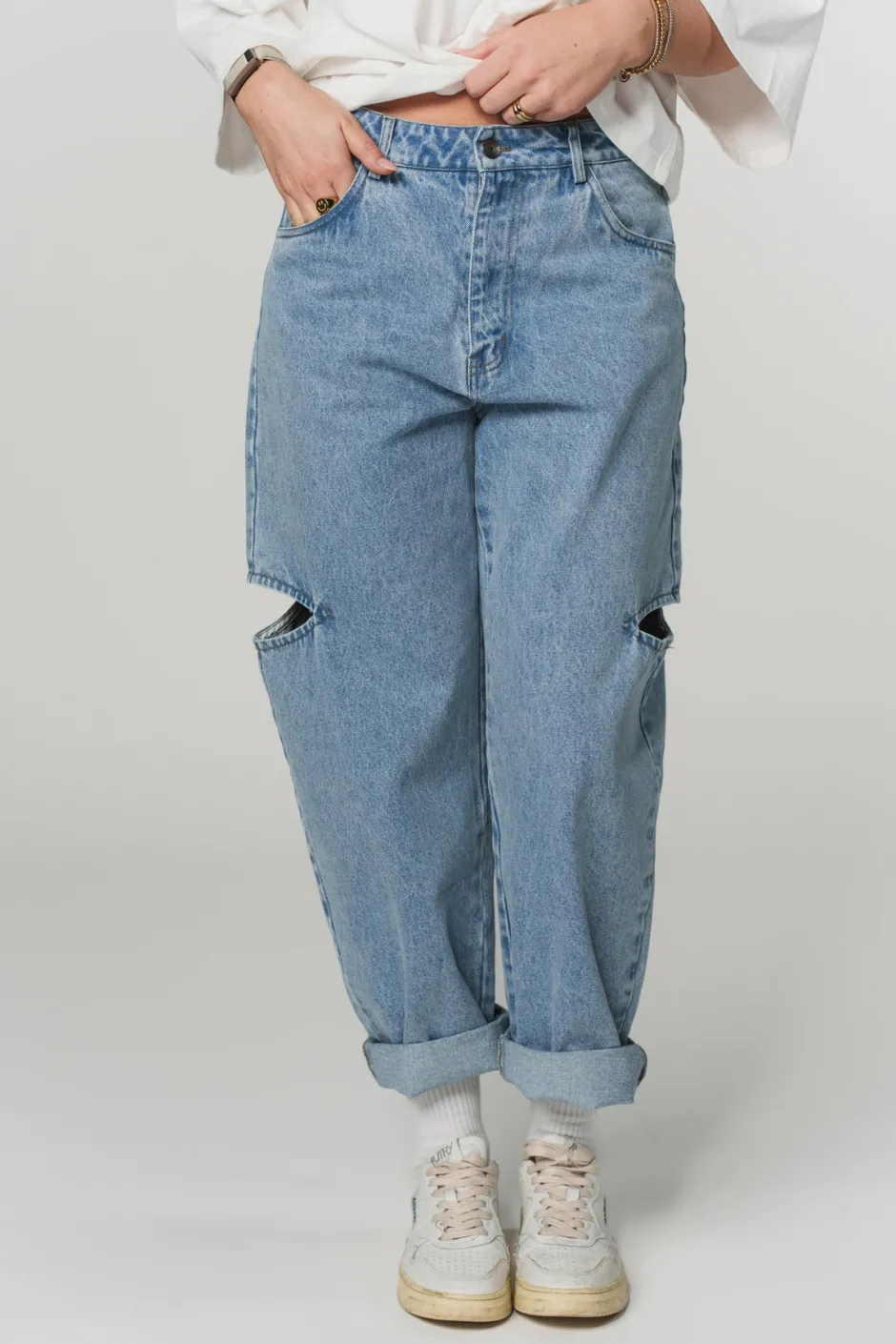 Best Karo Kauer Denim Pants Blue Cut Out Petite