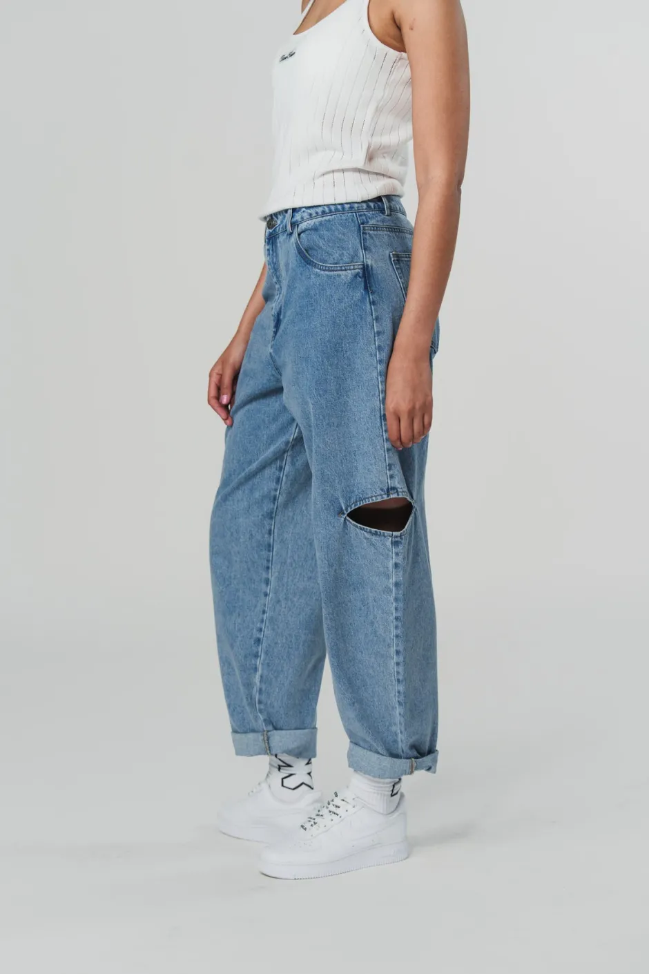 Best Karo Kauer Denim Pants Blue Cut Out Petite