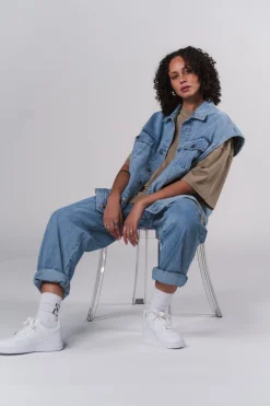 Clearance Karo Kauer Denim Vest Blue