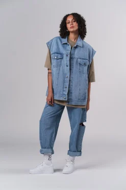Clearance Karo Kauer Denim Vest Blue