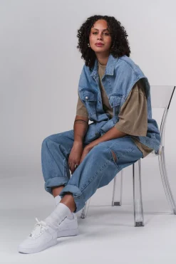 Clearance Karo Kauer Denim Vest Blue