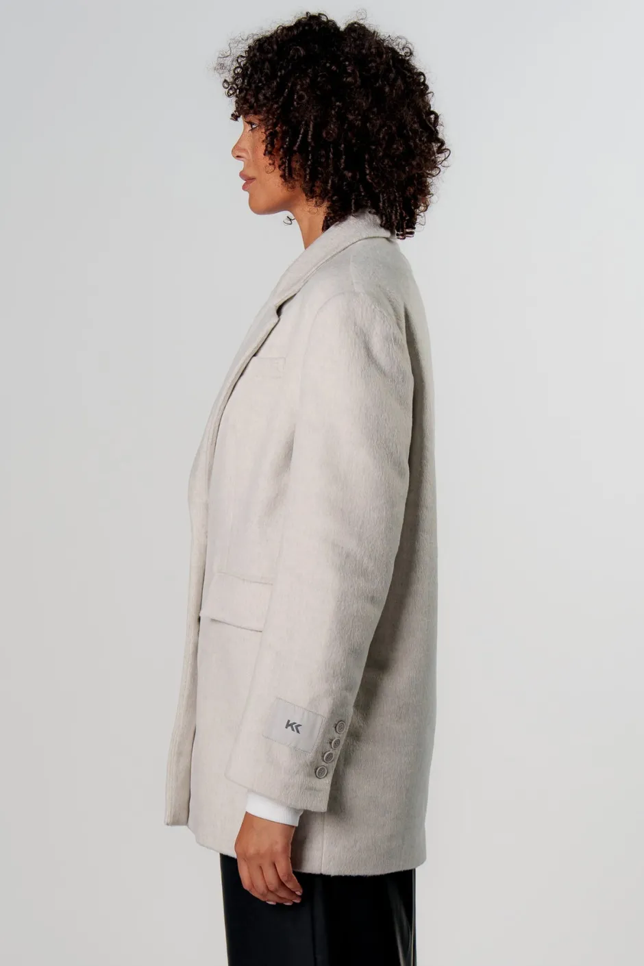 Outlet Karo Kauer Fake Fur Blazer Light Grey