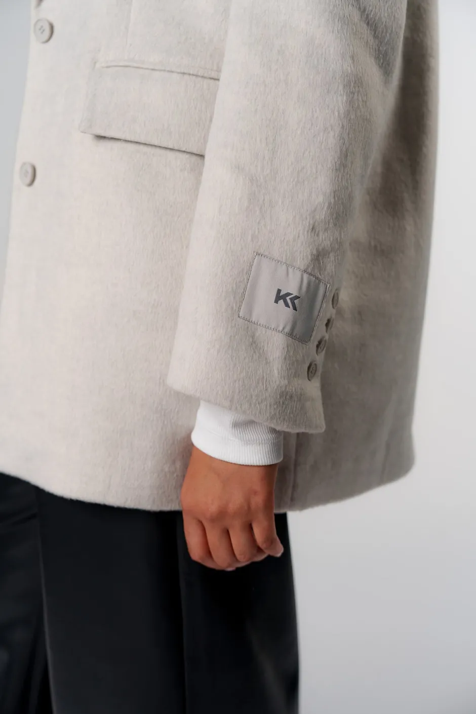 Outlet Karo Kauer Fake Fur Blazer Light Grey