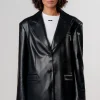 Sale Karo Kauer Faux Leather Blazer Black