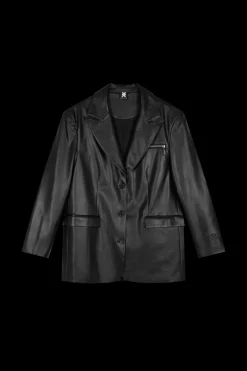 Sale Karo Kauer Faux Leather Blazer Black