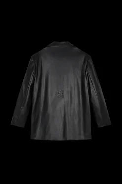 Sale Karo Kauer Faux Leather Blazer Black