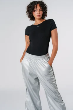 New Karo Kauer Faux Leather Pants Silver