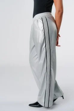 New Karo Kauer Faux Leather Pants Silver