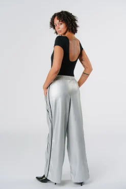 New Karo Kauer Faux Leather Pants Silver