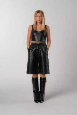 Outlet Karo Kauer Faux Leather Top
