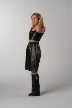 Outlet Karo Kauer Faux Leather Top