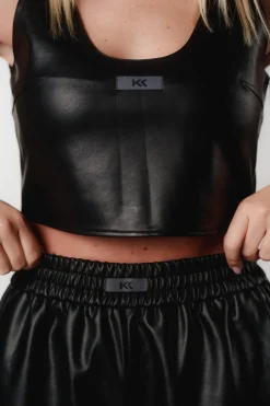 Outlet Karo Kauer Faux Leather Top