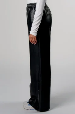 Hot Karo Kauer Faux Leather Trackpants Black