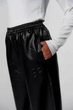 Hot Karo Kauer Faux Leather Trackpants Black