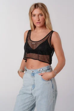 Hot Karo Kauer Glitter Net Top