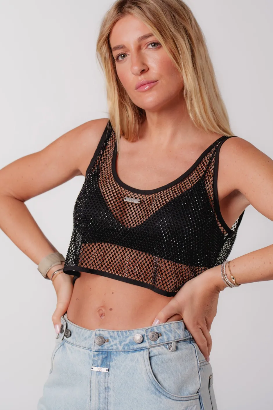 Hot Karo Kauer Glitter Net Top