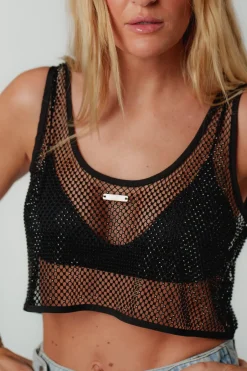 Hot Karo Kauer Glitter Net Top