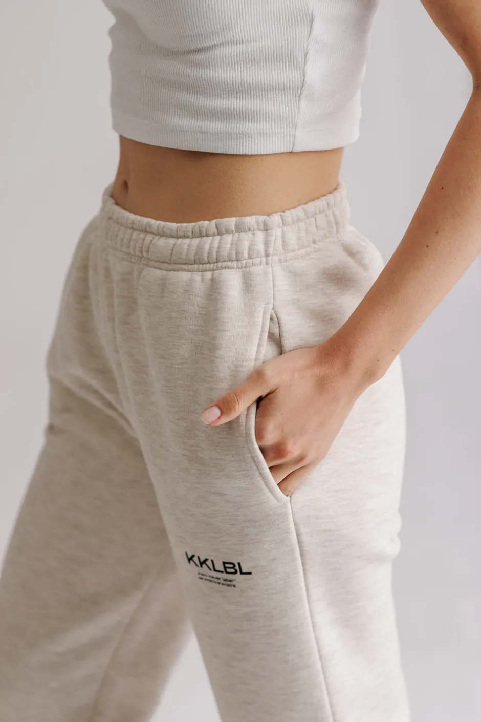 New Karo Kauer Jogger Pants Basic Sand Melange