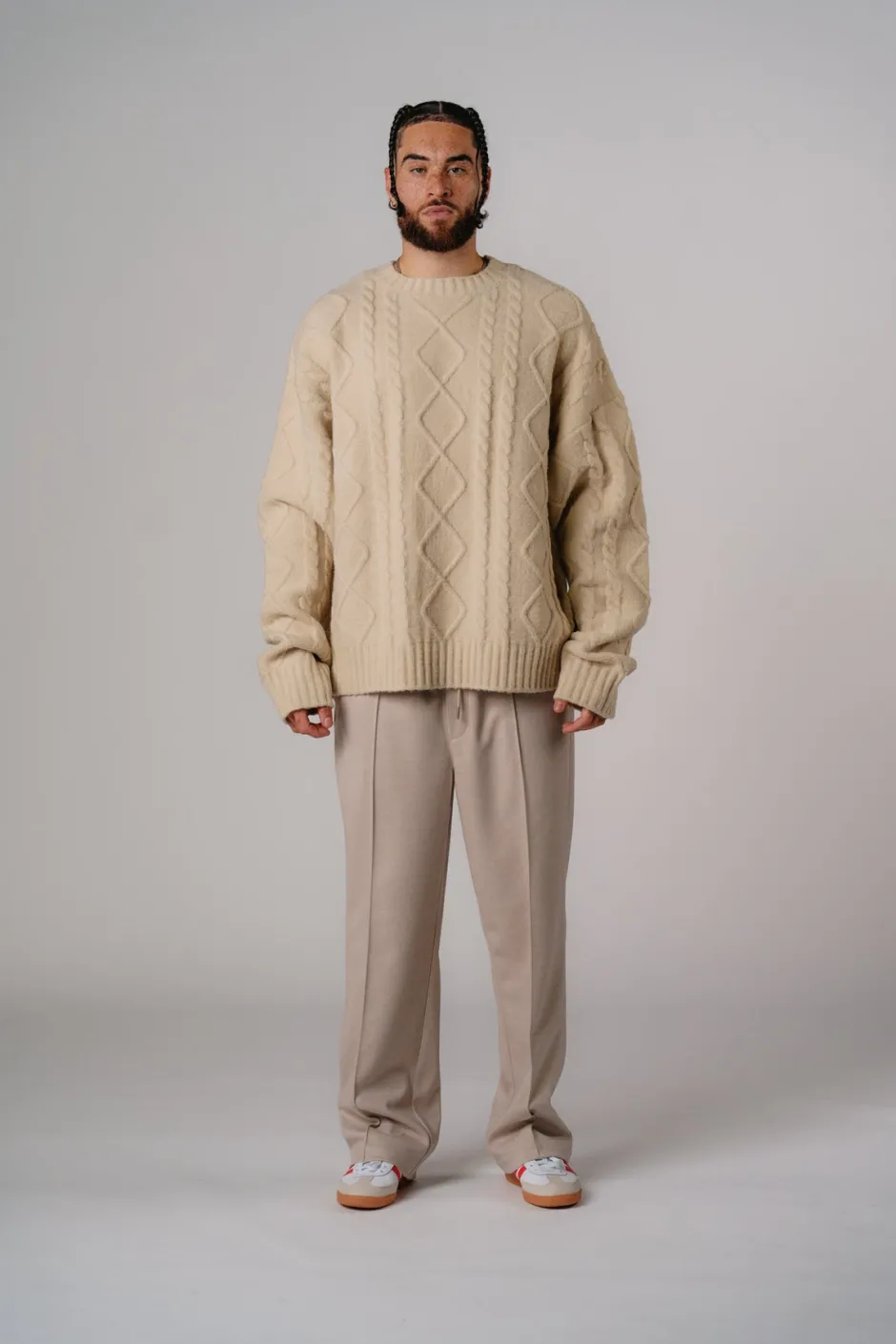 Hot Karo Kauer Knit Sweater Beige Melange