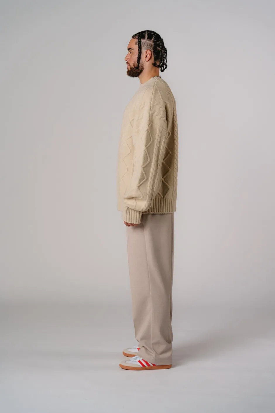 Hot Karo Kauer Knit Sweater Beige Melange