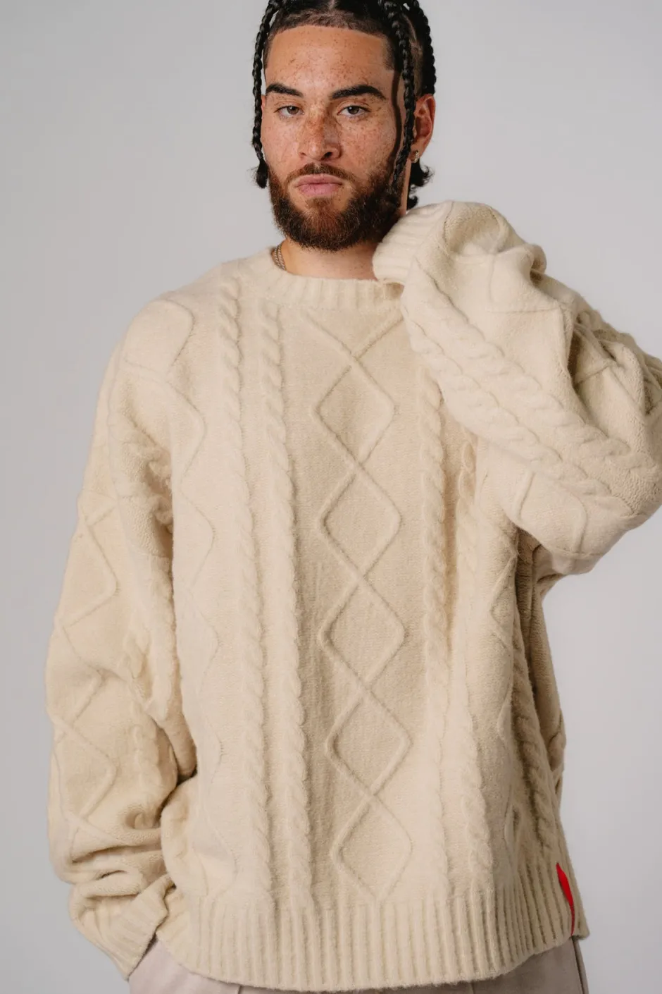 Hot Karo Kauer Knit Sweater Beige Melange