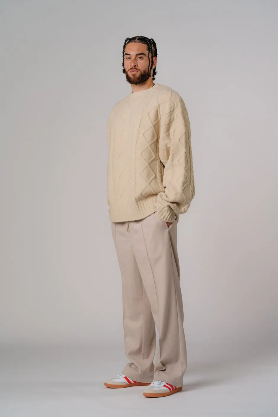 Hot Karo Kauer Knit Sweater Beige Melange