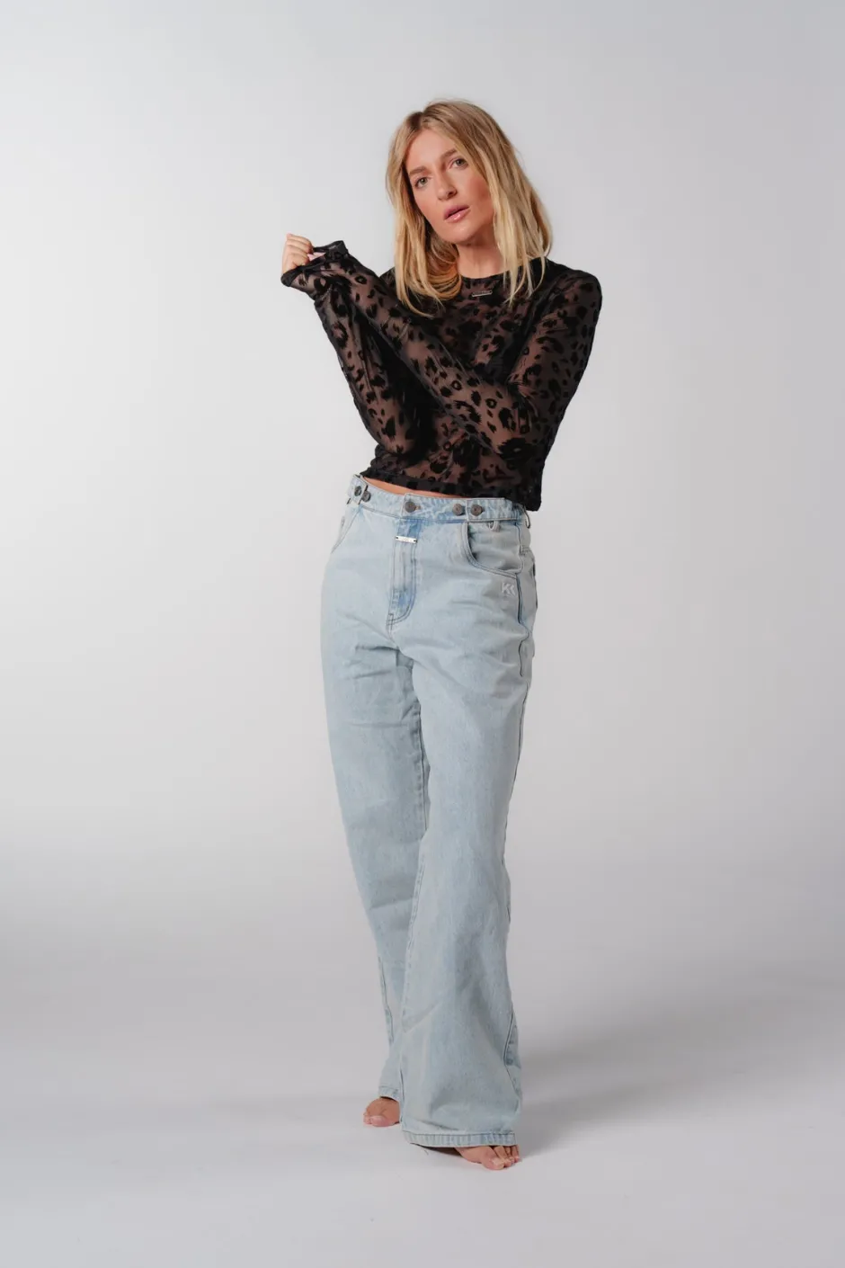 Fashion Karo Kauer Mesh Longsleeve Animal Print