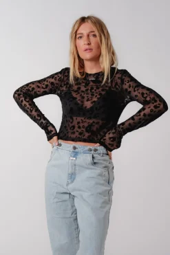 Fashion Karo Kauer Mesh Longsleeve Animal Print