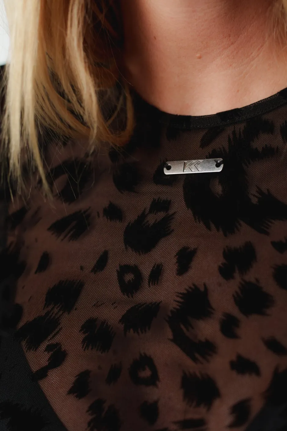 Fashion Karo Kauer Mesh Longsleeve Animal Print
