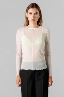 Outlet Karo Kauer Mesh Longsleeve Creme