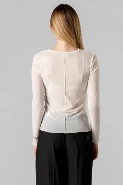 Outlet Karo Kauer Mesh Longsleeve Creme