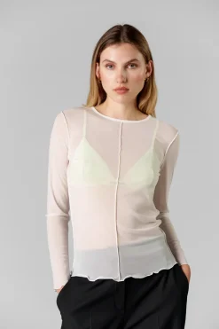 Outlet Karo Kauer Mesh Longsleeve Creme