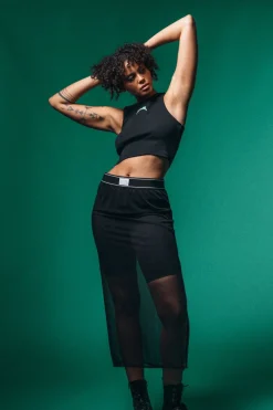 Online Karo Kauer Mesh Skirt Black