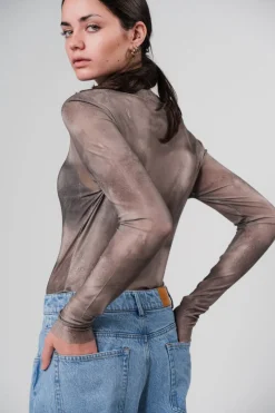 Outlet Karo Kauer Printed Mesh Longsleeve