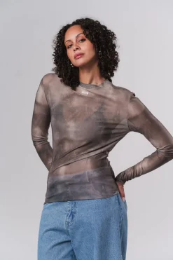 Outlet Karo Kauer Printed Mesh Longsleeve