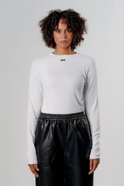 Fashion Karo Kauer Rib Longsleeve White