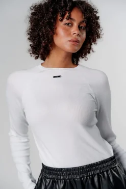 Fashion Karo Kauer Rib Longsleeve White