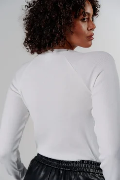 Fashion Karo Kauer Rib Longsleeve White