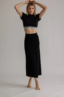Fashion Karo Kauer Rib Top Basic Black