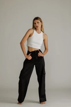 Fashion Karo Kauer Satin Pants Black